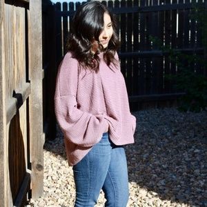 Private Label Sweater Women's M/L Mauve Oversized Waffle Knit